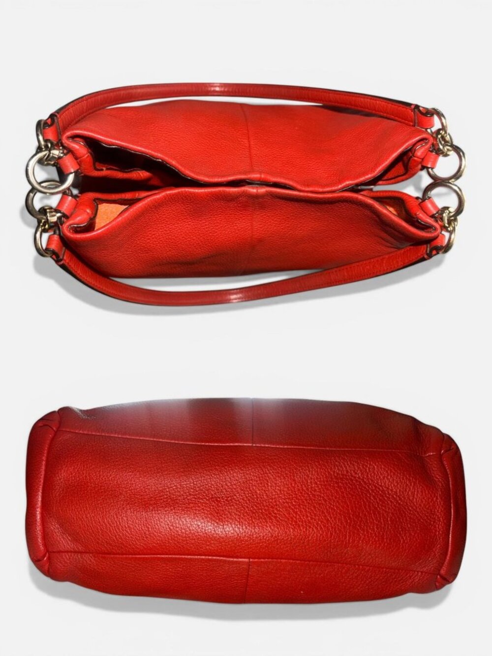 Coach Madison Phoebe Hobo F35723 Carmine Red Pebbled Leather Brass Shoulder Bag - Picture 7 of 10